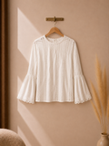 Ref A06: Blouse blanche bohème chic – Taille S/M