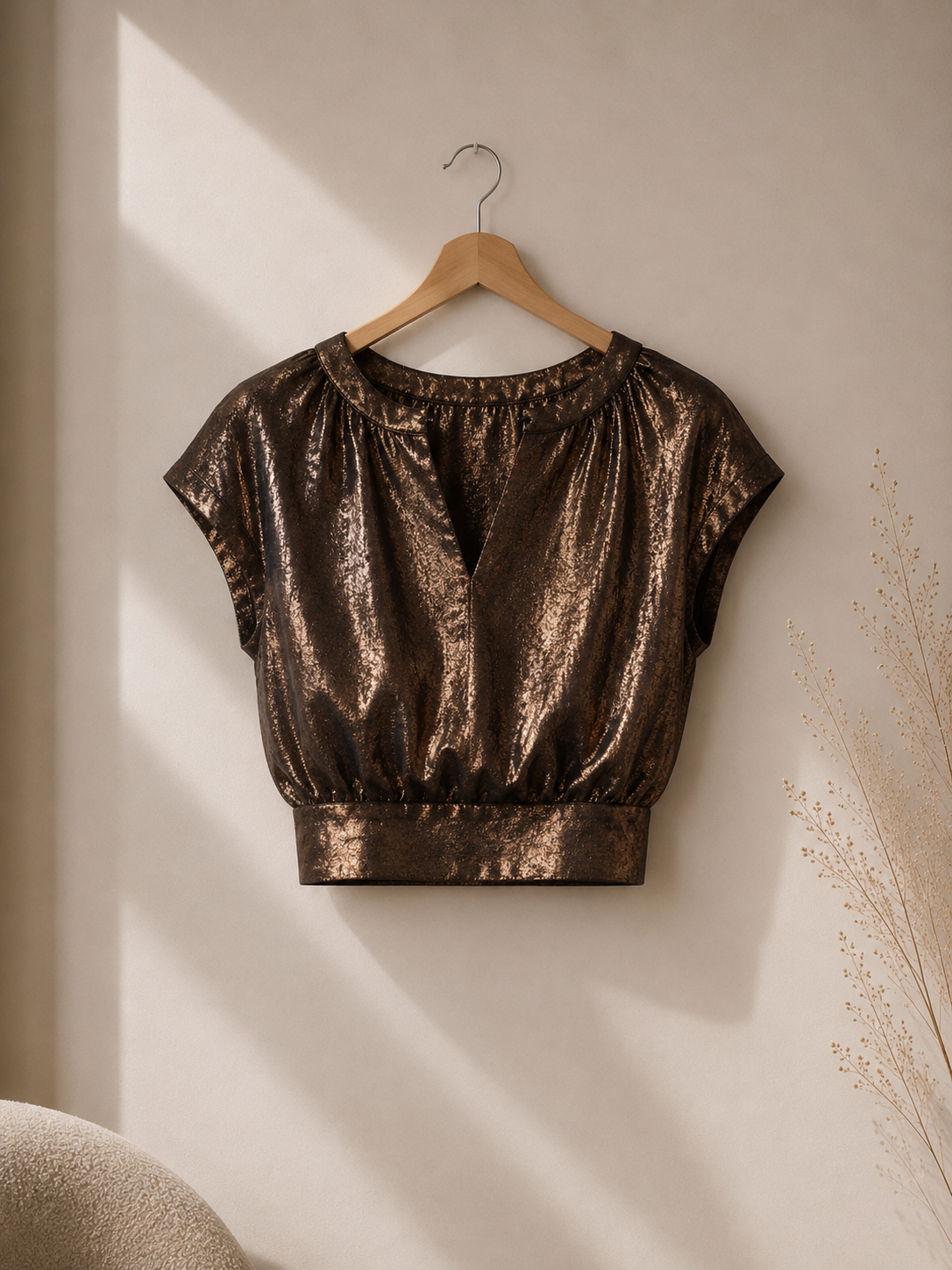 Ref A22: Top Chok Late Paris métallisé bronze – Taille M/L