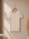 Ref A17: Pull Burberry maille torsadée écrue – Taille XS