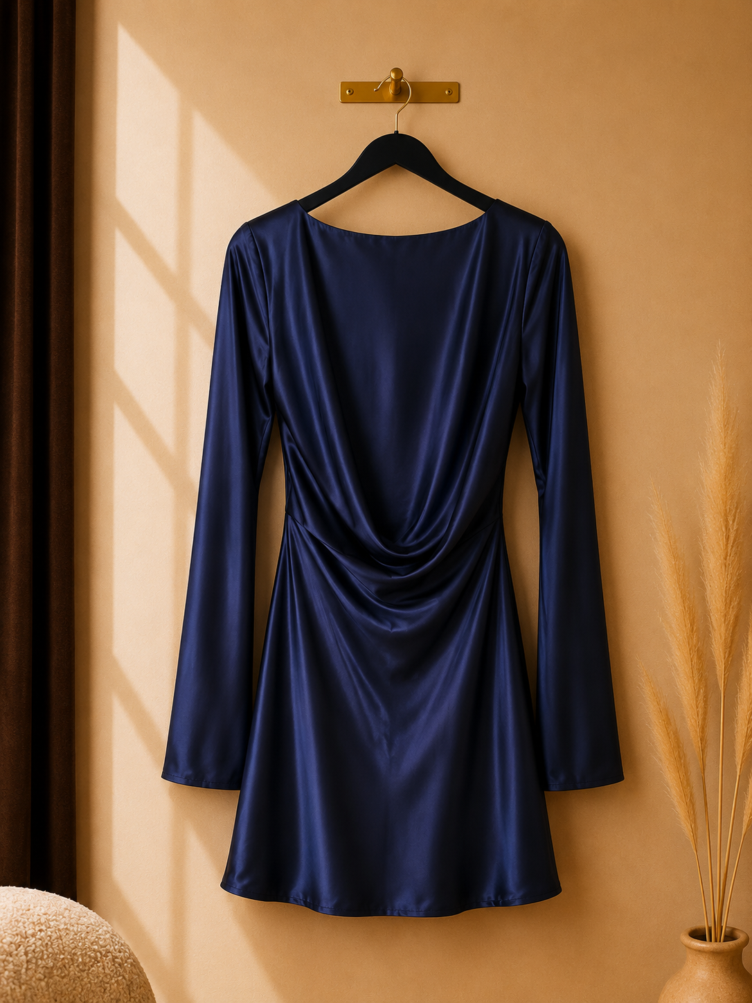 Ref A25: Robe satinée bleu nuit –&nbsp;Taille XS