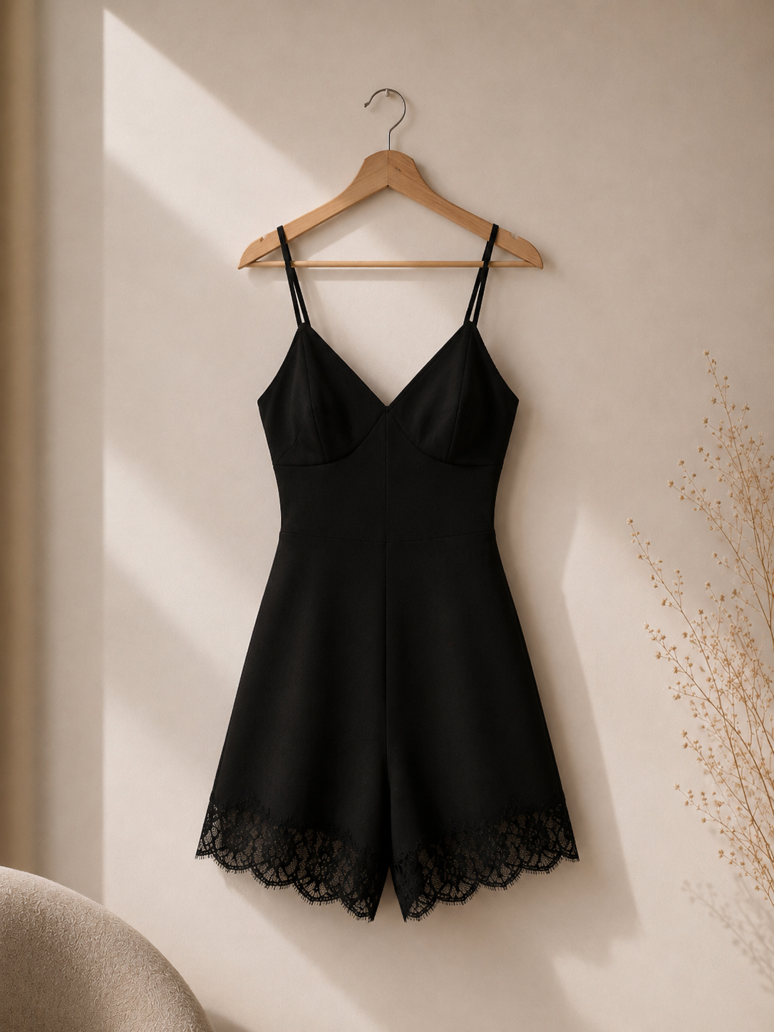 Ref A36: Combinaison short noire Maje - S