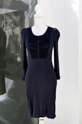 A29 – Robe Burberry bleu nuit à buste froncé – Taille S – Seconde main