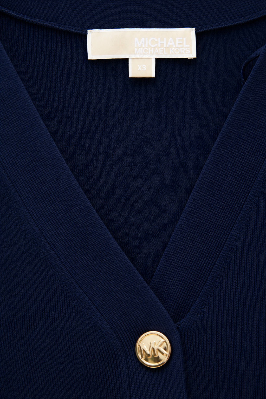 A03 – Robe midi Michael Kors bleu marine à boutons dorés – Taille XS – Seconde main