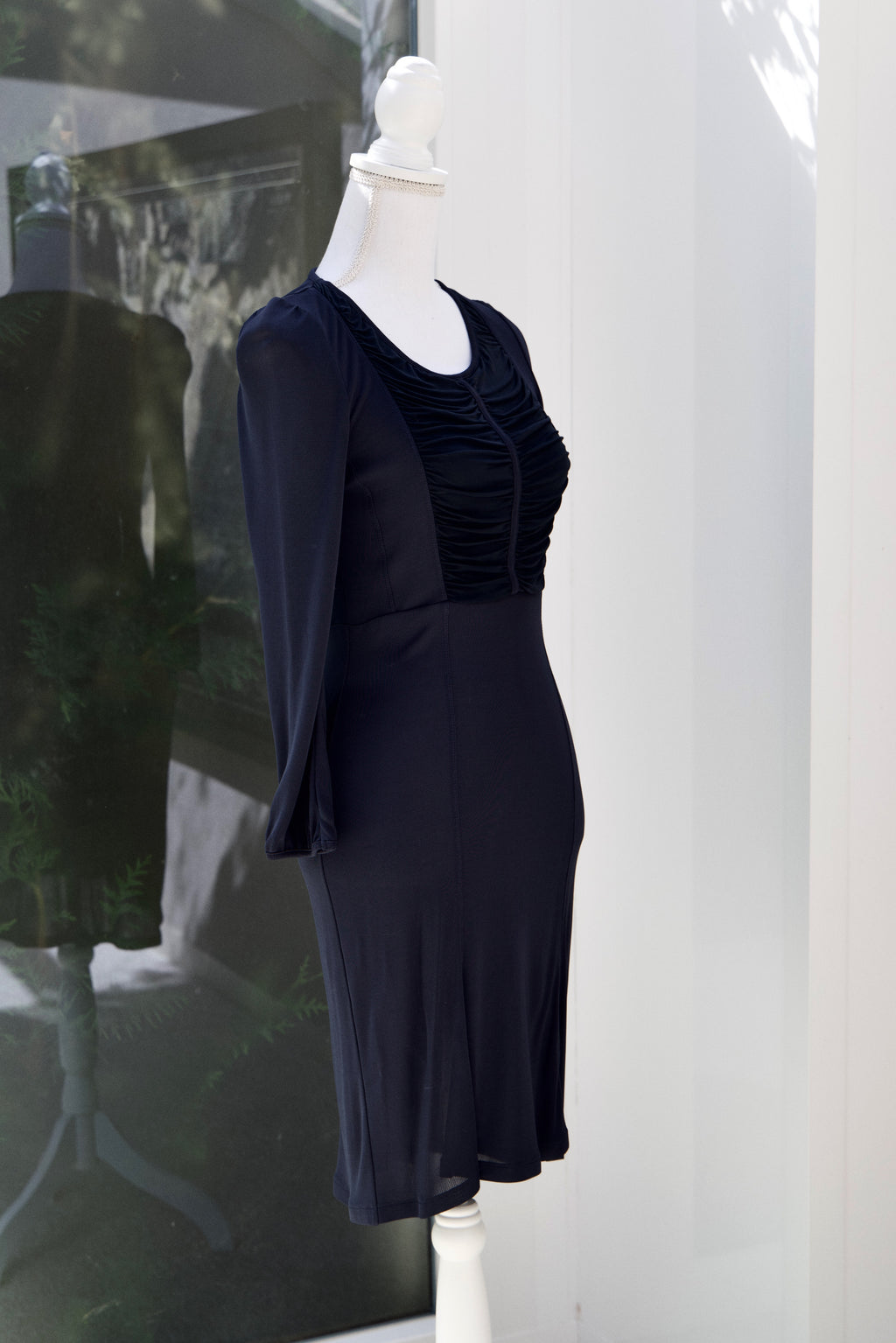 A29 – Robe Burberry bleu nuit à buste froncé – Taille S – Seconde main