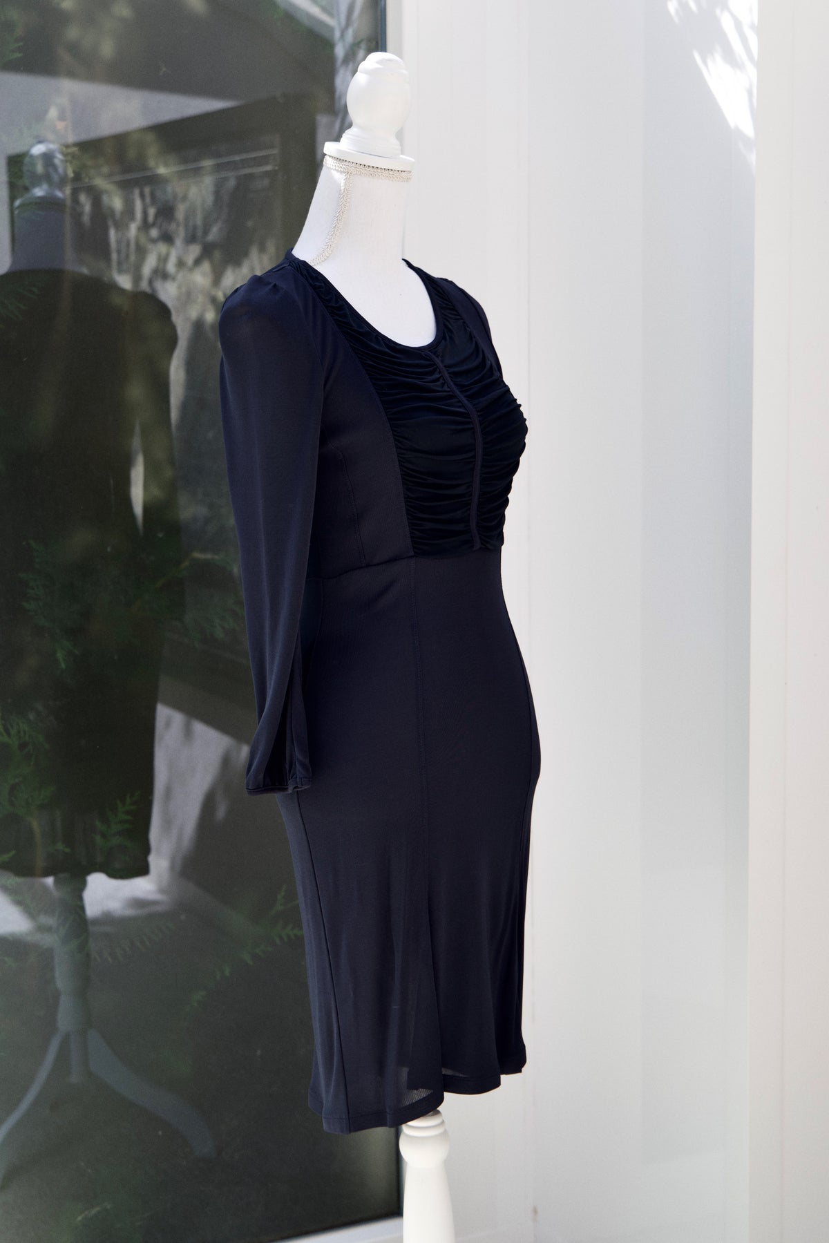 A29 – Robe Burberry bleu nuit à buste froncé – Taille S – Seconde main