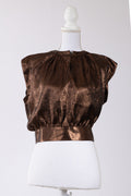 A23 – Top Choklate Paris métallisé bronze à dos ouvert – Taille M/L – Neuf avec étiquette