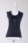 A21 – Top HUGO BOSS bleu marine à col volanté – Taille XS – Seconde main