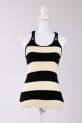 A15 – Débardeur Ralph Lauren Collection 100 % cachemire rayé noir et crème – Taille M – Seconde main
