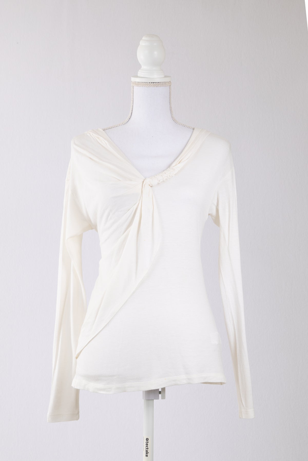 A06 – Blouse blanche bohème ajourée à manches évasées – Taille S/M – Seconde main