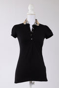 A19 – Polo Burberry noir à col Check – Taille XS – Seconde main