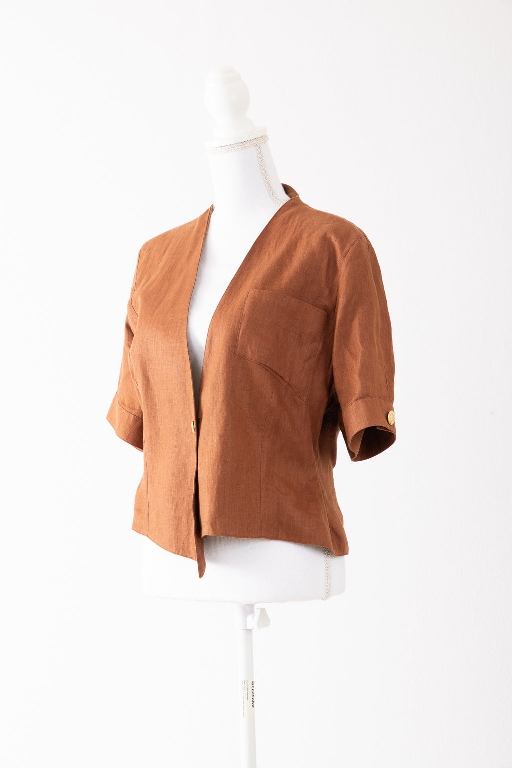 A27 – Veste Fritz Quadra cognac effet daim vintage – Taille M – Seconde main