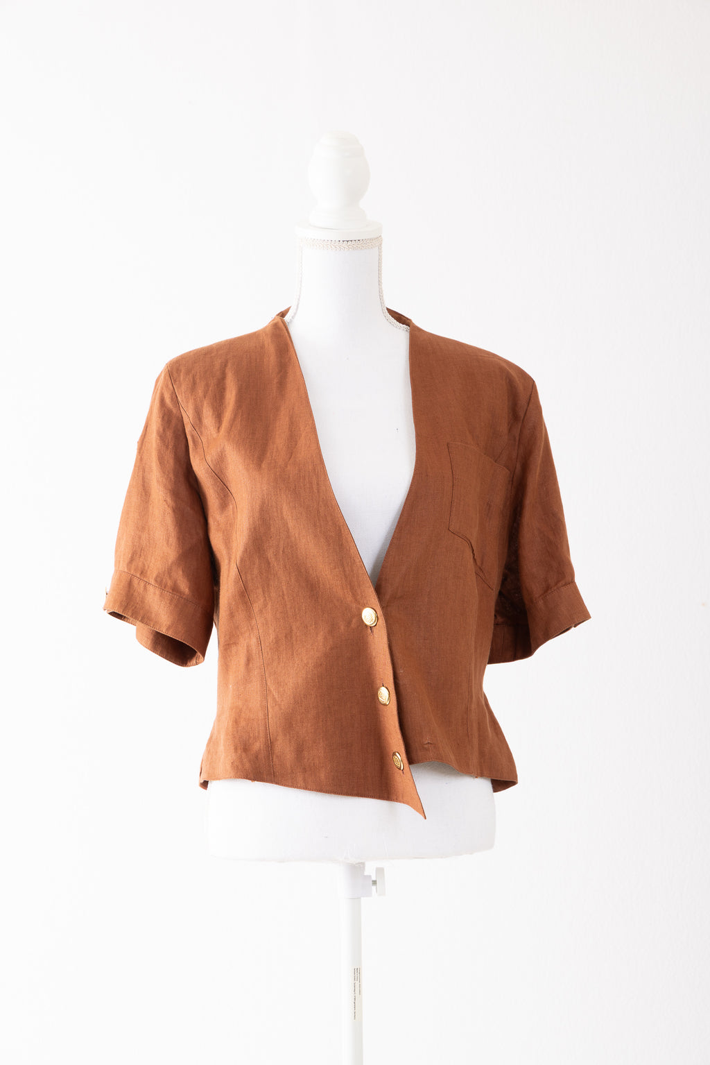 A27 – Veste Fritz Quadra cognac effet daim vintage – Taille M – Seconde main