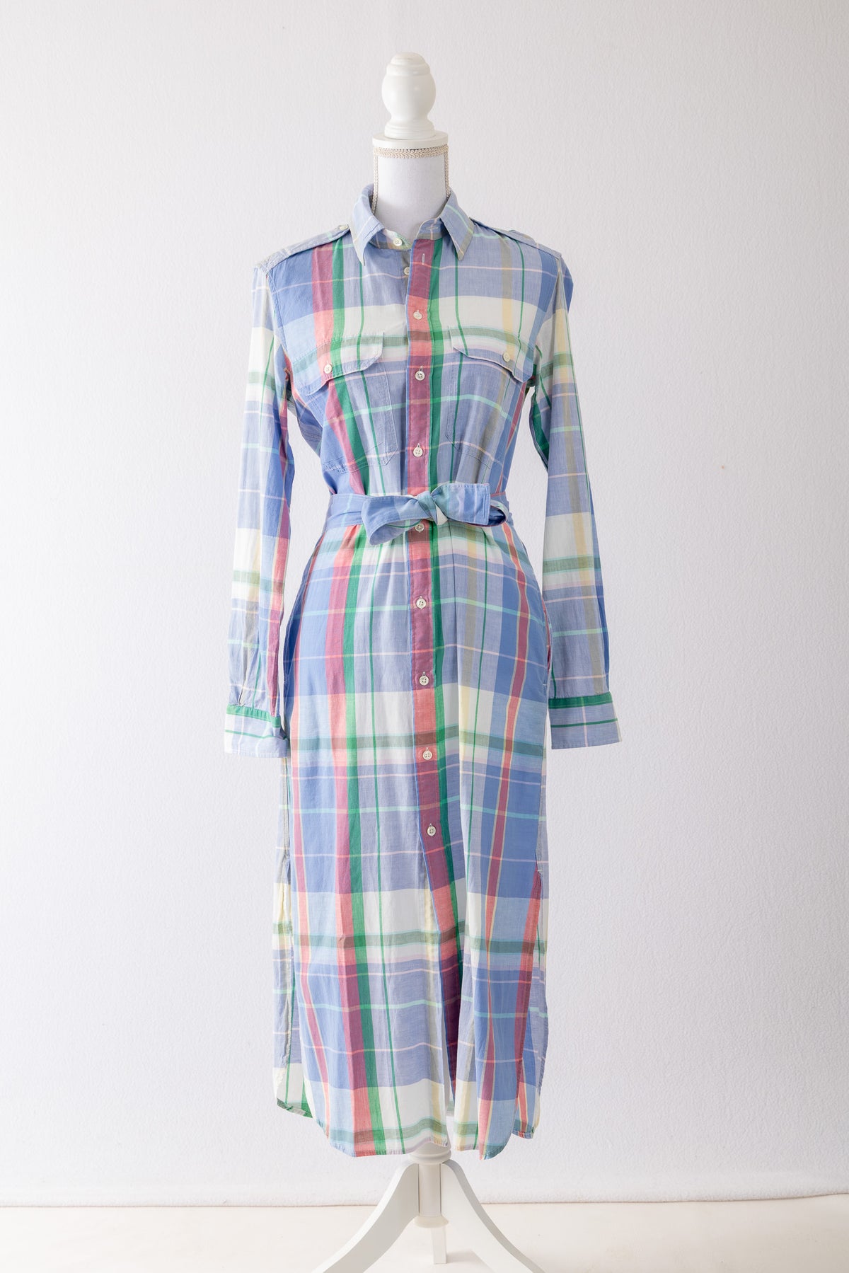 A50 – Robe chemise longue Polo Ralph Lauren Authentic Indian Madras – Taille US 6 / FR 38 – Seconde main