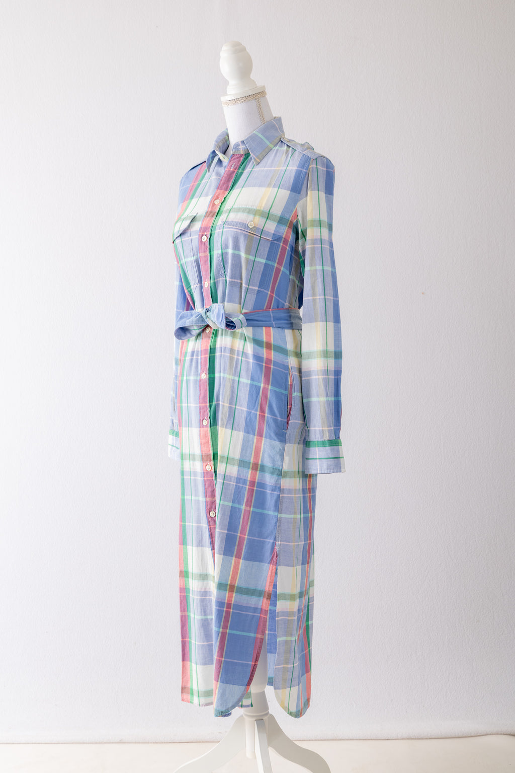A50 – Robe chemise longue Polo Ralph Lauren Authentic Indian Madras – Taille US 6 / FR 38 – Seconde main