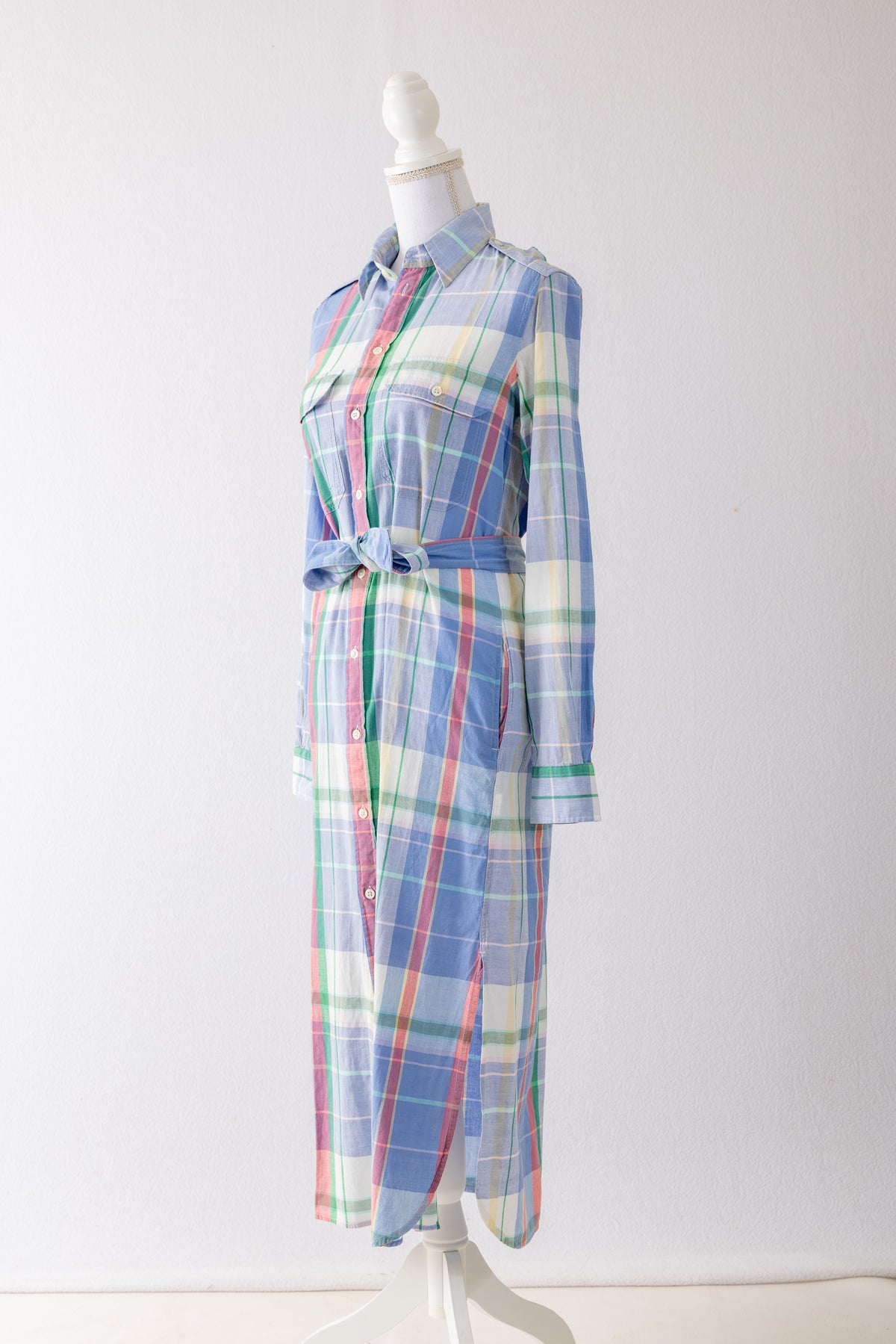 A50 – Robe chemise longue Polo Ralph Lauren Authentic Indian Madras – Taille US 6 / FR 38 – Seconde main